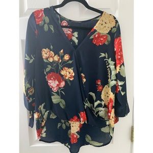 West Kei allan surplice tie sleeve high low blouse